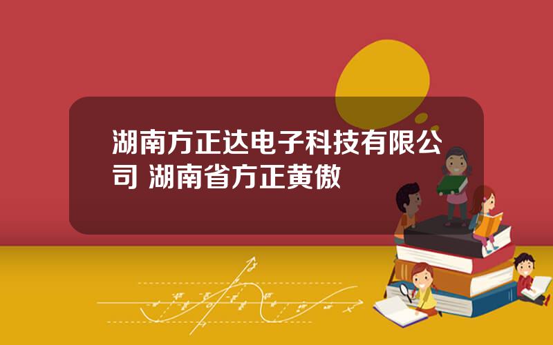 湖南方正达电子科技有限公司 湖南省方正黄傲